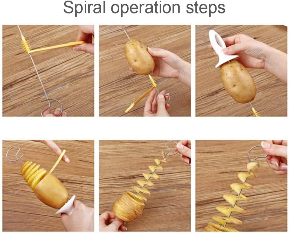TakeGood.in's Stainless Steel and Plastic Manual Rotate Potato Twisted Cutter Spiral DIY Grater Tool for Perfect Spiral Cut Potatoes (As Shown)