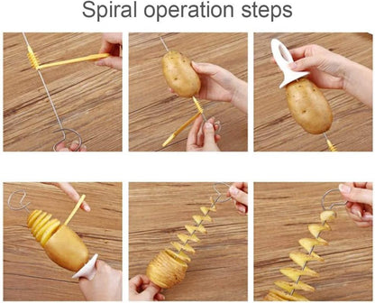 TakeGood.in's Stainless Steel and Plastic Manual Rotate Potato Twisted Cutter Spiral DIY Grater Tool for Perfect Spiral Cut Potatoes (As Shown)