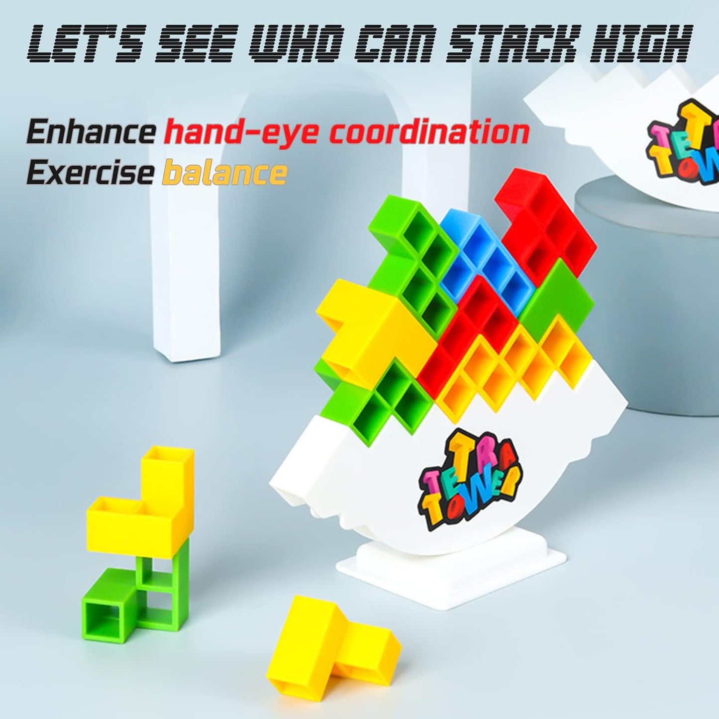 TakeGood.in's 48 Pcs Tetra Tower Balance Stacking Blocks Game, Board Games for 2 Players+ Family Games, Parties, Travel, Kids & Adults Team Building Blocks Toy