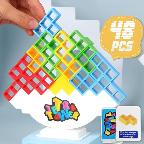 TakeGood.in's 48 Pcs Tetra Tower Balance Stacking Blocks Game, Board Games for 2 Players+ Family Games, Parties, Travel, Kids & Adults Team Building Blocks Toy